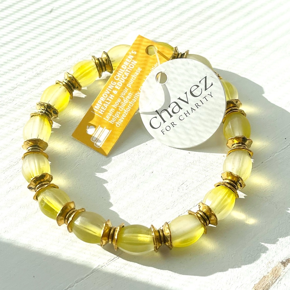 Chavez for Charity Yellow Beaded Stretch Bracelet Perfect for Stacking NWT